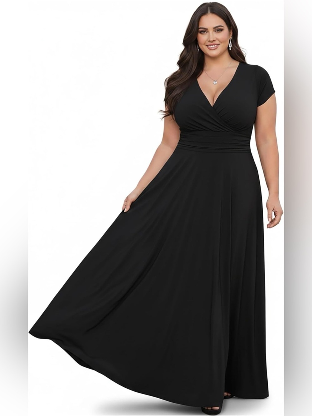KOH KOH Womens Sexy Cap Short Sleeve V-Neck Flowy Cocktail Gown new with tags.
